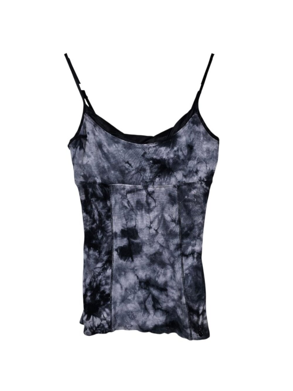 Y2K Guess Womens Black Gray Tie Dye Ribbed Grunge Cami Tank Top Small Charm